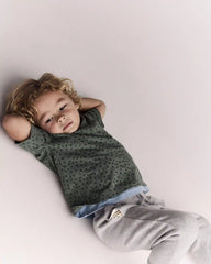 Toddler Relaxed Tee in Dot Print - Olive