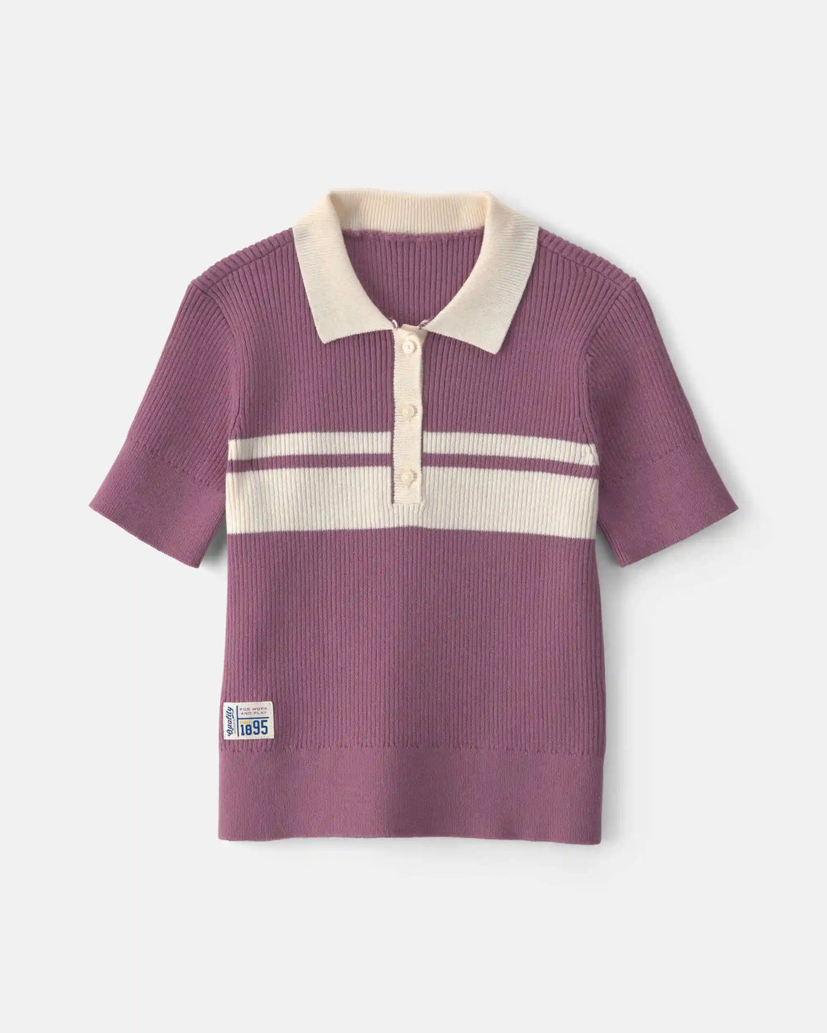Girls Striped Polo Shirt - Purple
