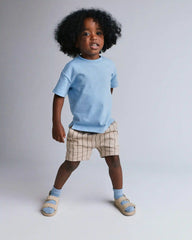 Toddler Boy Playground Shorts in Stripes - Khaki/Olive