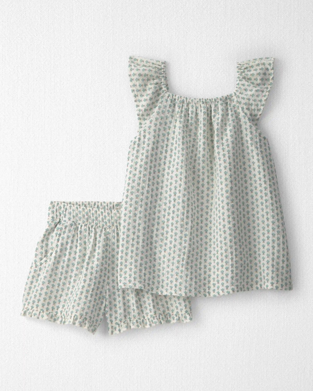 Girls 2-Piece Organic Cotton Gauze Top & Short Set in Floral