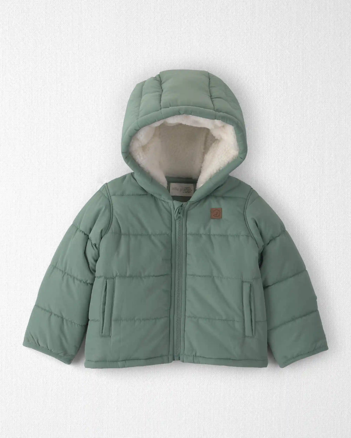 Baby Recycled Teddy Fleece Hooded Puffer Jacket