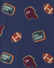 Boys 4-Piece 'Sleep Champs 01' 100% Cotton Snug Fit Pajama Set - Burgundy/Cream