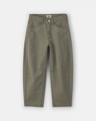 Girls Twill Barrel Jeans - Olive Green