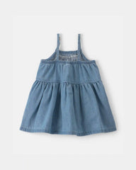 Baby Girl Denim Chambray Dress - Light Wash