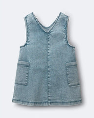 Toddler Girl Otter Pocket Jumper in Avenue Wash - Blue