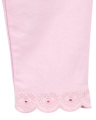 Baby Woven Embroidered Hem Pants - Pink