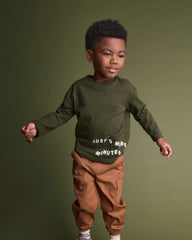 Toddler 'Just 5 More Minutes' Long-Sleeve Relaxed Graphic Tee - Olive