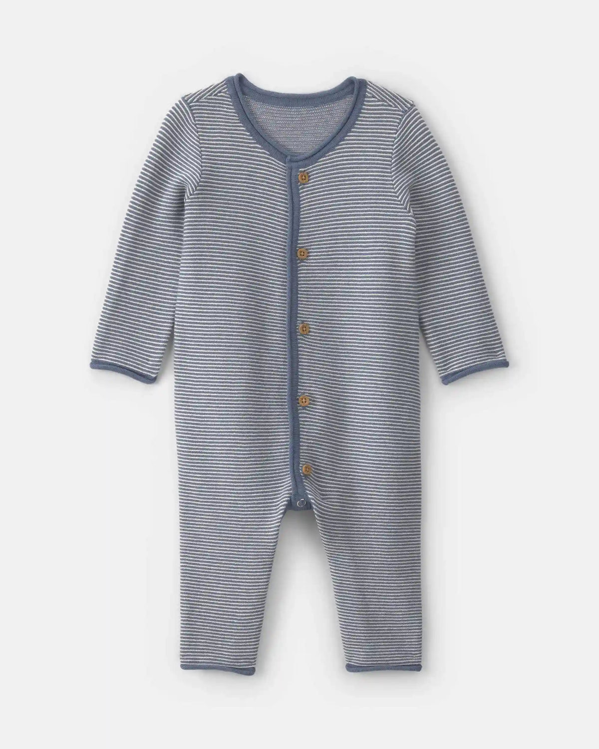 Baby Boy Striped Long-Sleeve Jumpsuit - Navy Blue