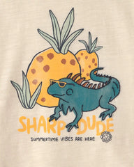 Toddler Boy 'Sharp Dude' Iguana Graphic Tee - Cream