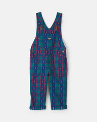 Toddler Girl Plaid Bear Overalls - Blue