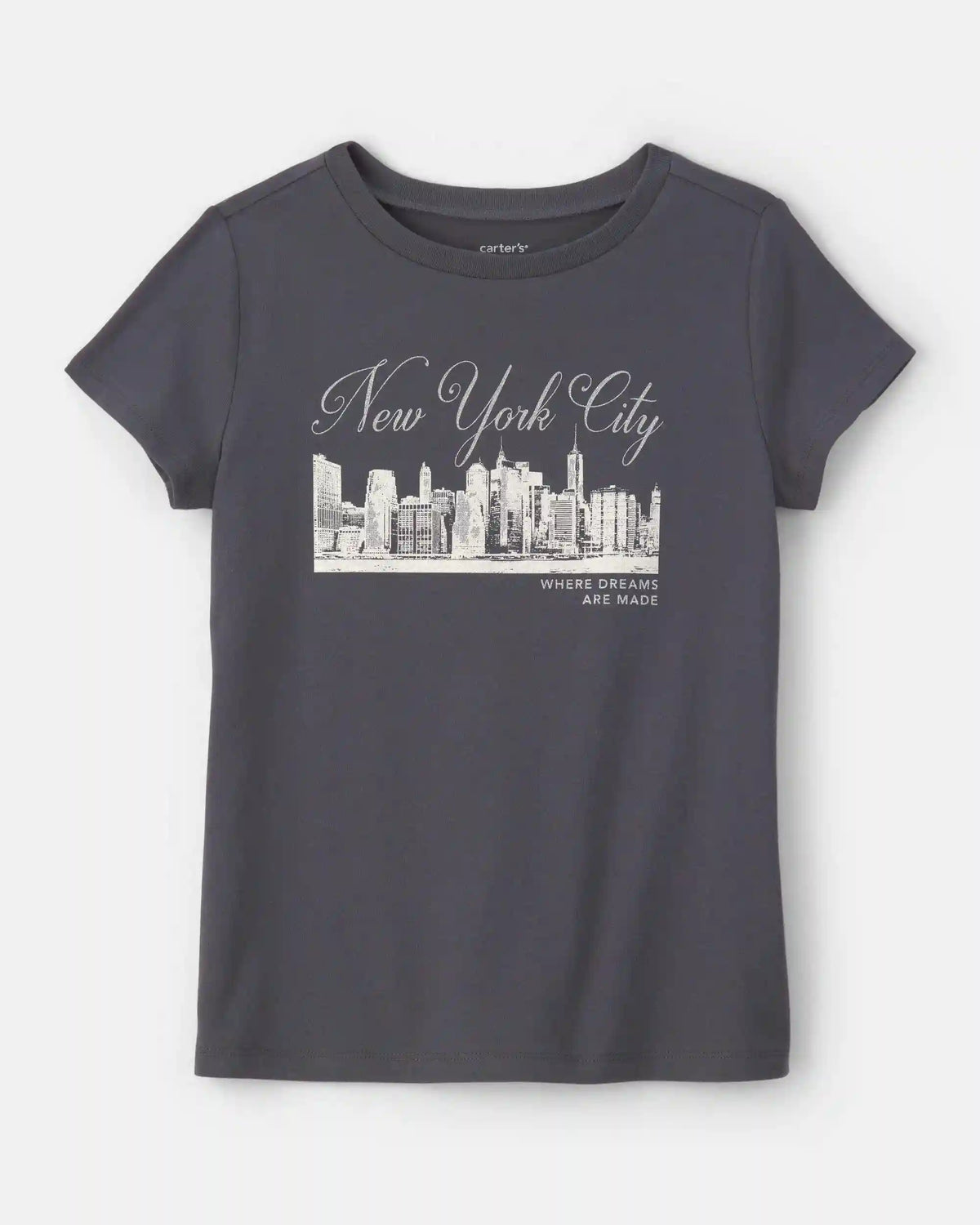 Girls 'New York City' Graphic Tee - Grey
