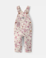 Baby Girl Floral Overalls - Ivory