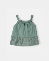Toddler Girl 2-Piece Eyelet Tank Top & Short Set - Green
