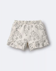 Toddler Girl Ruffle Butterfly Shorts in Dog Print - Cream
