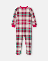 Baby 1-Piece Christmas Plaid 2-Way Zip 100% Cotton Snug Fit Footed Pajama - Red/Green