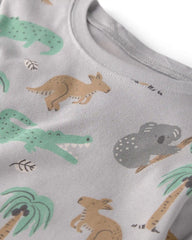 Kids 2-Piece Organic Cotton Ribbed Pajama Set in Aussie Friends Print
