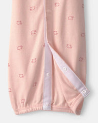 Baby Girl Sheep Long-Sleeve Sleeper Gown - Pink