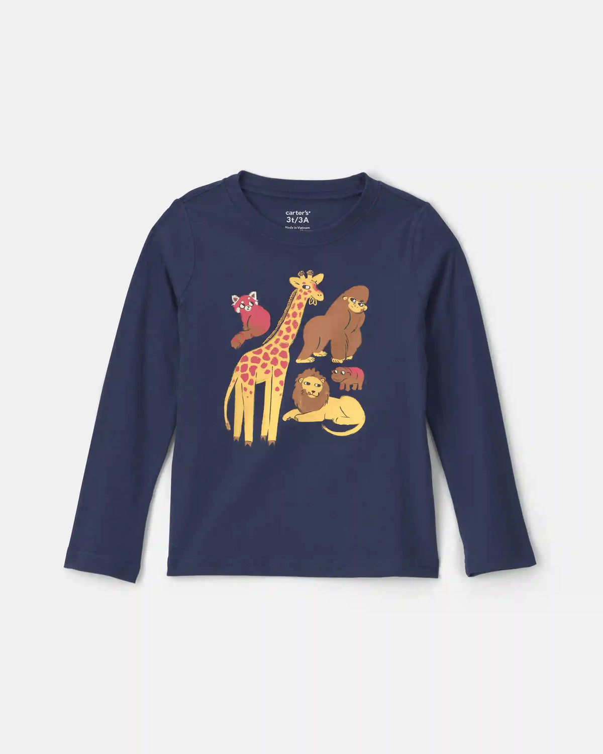 Toddler Boy Safari Animals Long-Sleeve Graphic Tee - Navy Blue