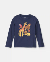 Toddler Boy Safari Animals Long-Sleeve Graphic Tee - Navy Blue
