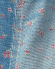 Toddler Girl Floral Denim Skirt - Light Wash