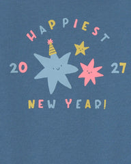 Baby 'Happiest New Year 2027' Long-Sleeve Graphic Bodysuit - Blue
