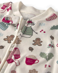 Baby Girl Organic Cotton Sleep & Play Pajamas in Winter Wonderland