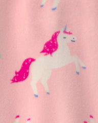 Toddler Girl 1-Piece Unicorn DreamPlush Snug Fit Pajama - Pink