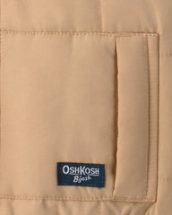 Baby Boy Hooded Midweight Quilted Jacket - Brown