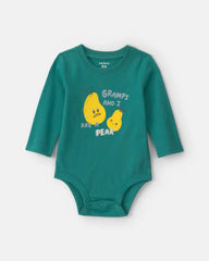 Baby Boy 'Gramps And I Are A Pear' Long-Sleeve Graphic Bodysuit - Green