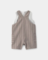 Baby Boy 2-Piece Striped Overall Set - Brown