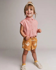 Toddler Girl Sleeveless Button-Down Top in Stripes - Light Pink