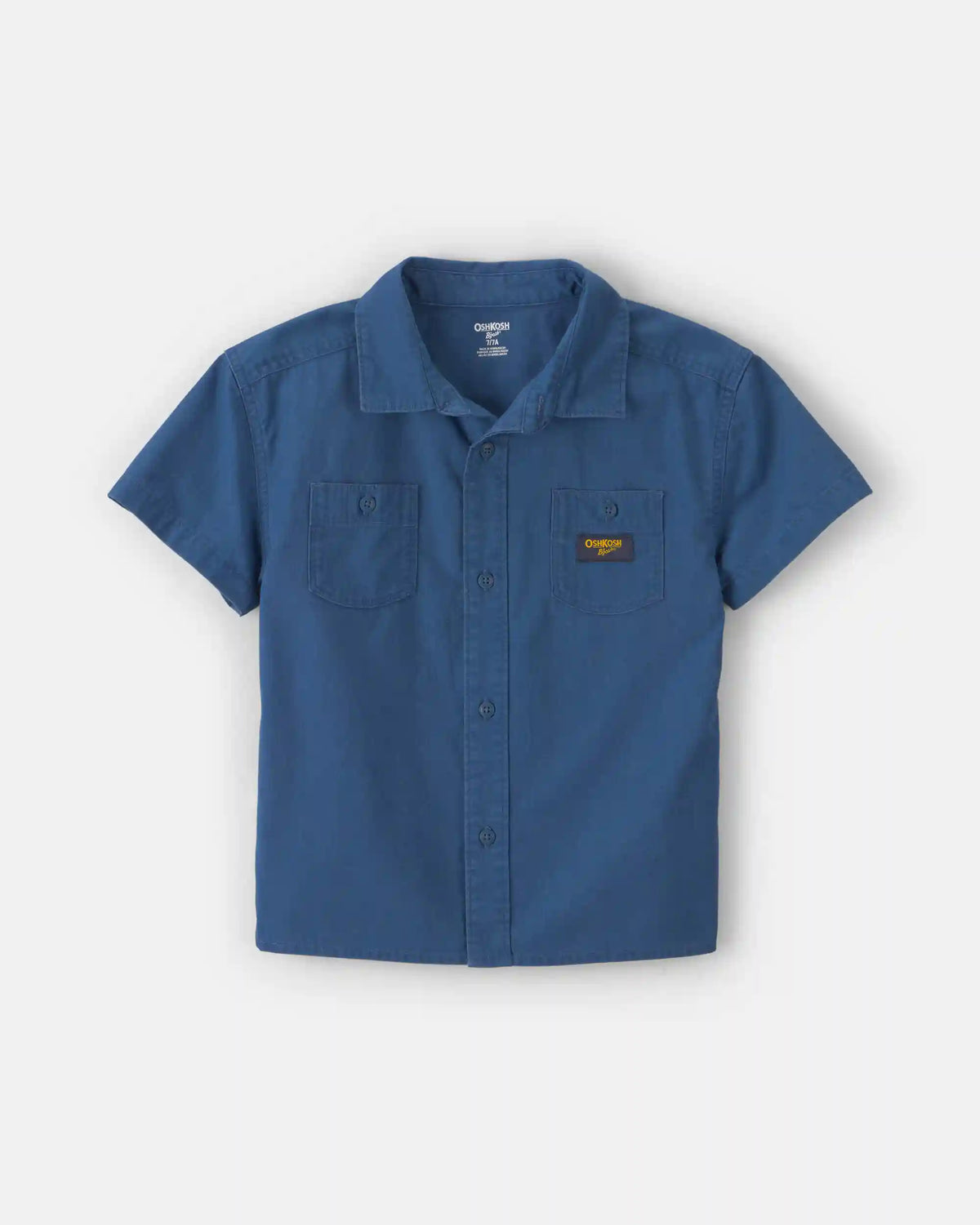 Boys Canvas Short-Sleeve Button-Down Shirt - Navy Blue