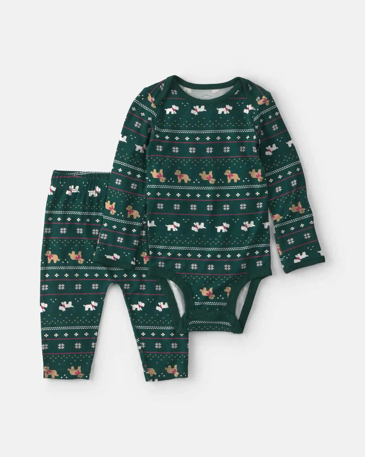 Baby 2-Piece Fair Isle PurelySoft™ Long-Sleeve Bodysuit & Pant Set - Green