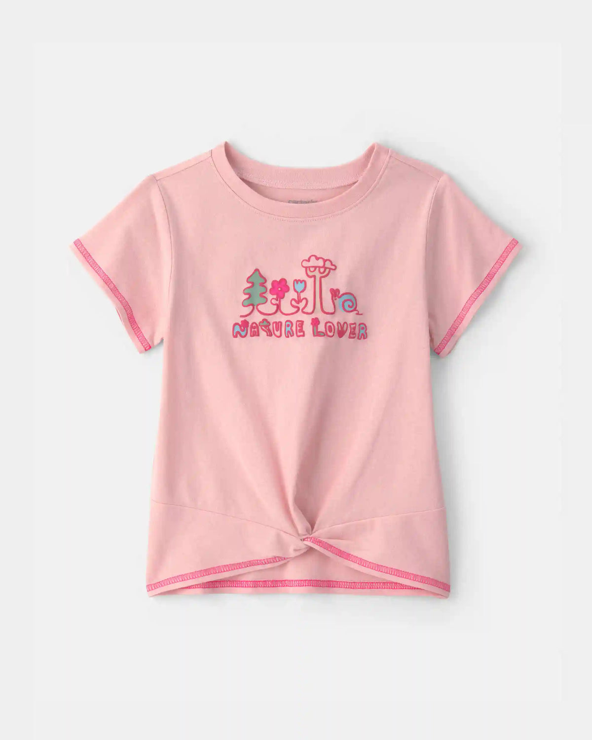 Toddler Girl 'Nature Lover' Short-Sleeve Tie Top - Pink