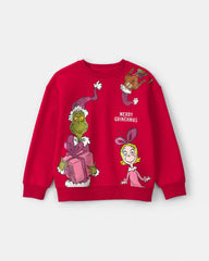 Girls Dr. Seuss™ The Grinch Christmas Fleece Pullover Sweatshirt - Red