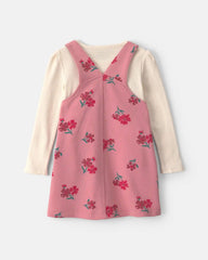 Toddler Girl Floral French Terry Long-Sleeve Dress Set - Pink/Cream