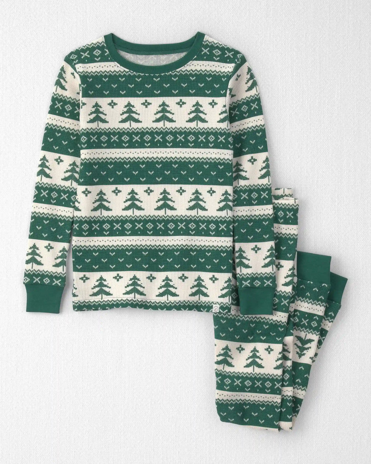 Kids 2-Piece Fair Isle Waffle Knit Pajamas Made with Organic Cotton