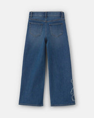 Girls Bear Denim Wide-Leg Jeans - Medium Wash