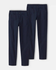 Girls 2-Pack Uniform Skinny Pants - Navy