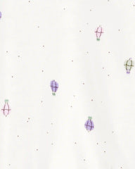 Baby Girl 3-Piece Hot Air Balloon Print Little Cardigan Set - White/Purple