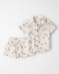 Baby Boy 2-Piece Organic Cotton Gauze Top & Short Set in Palm Trees