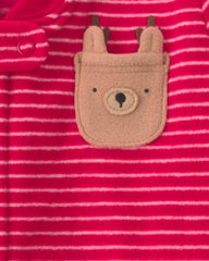 Baby Christmas Reindeer Striped Fleece Sleep Bag - Red