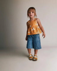 Toddler Girl Peplum Tank Top in Plant Print - Golden Yellow