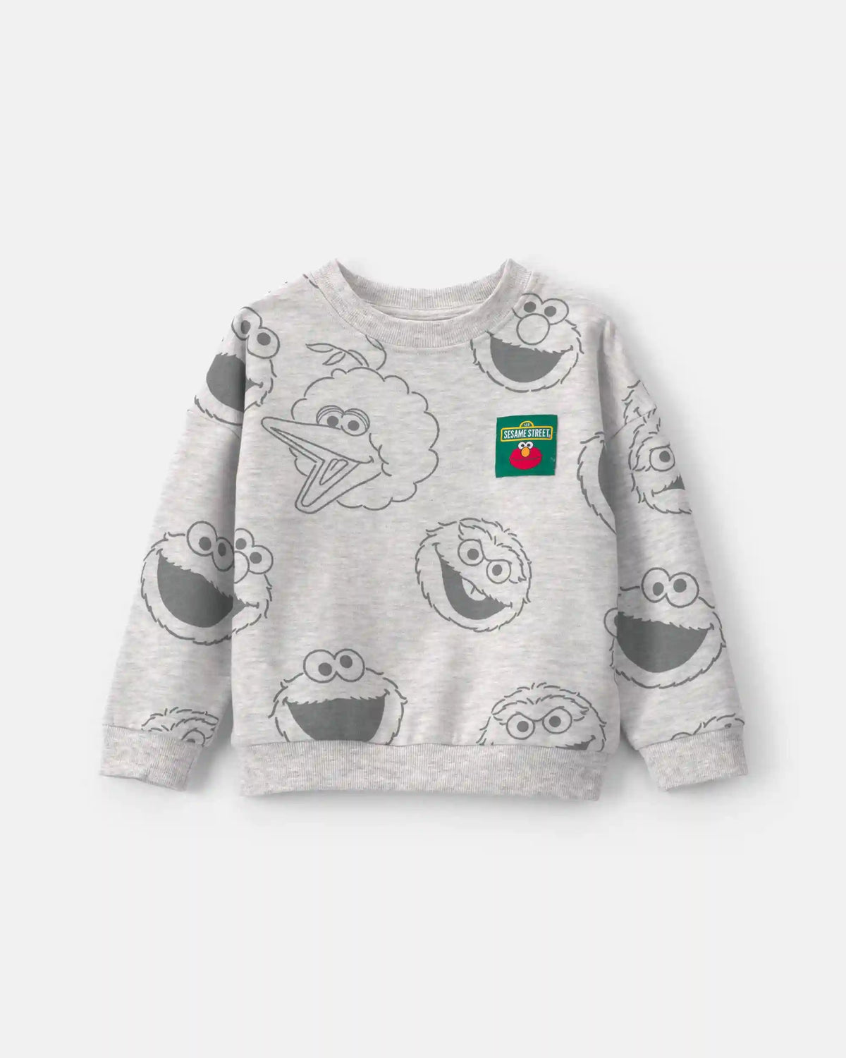 Toddler 'Sesame Street' Fleece Pullover Sweatshirt - Grey