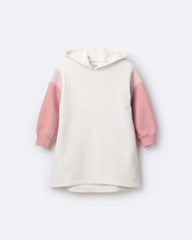 Toddler Girl Colorblock Long-Sleeve Hooded Sweatshirt Dress - Light Heather Grey