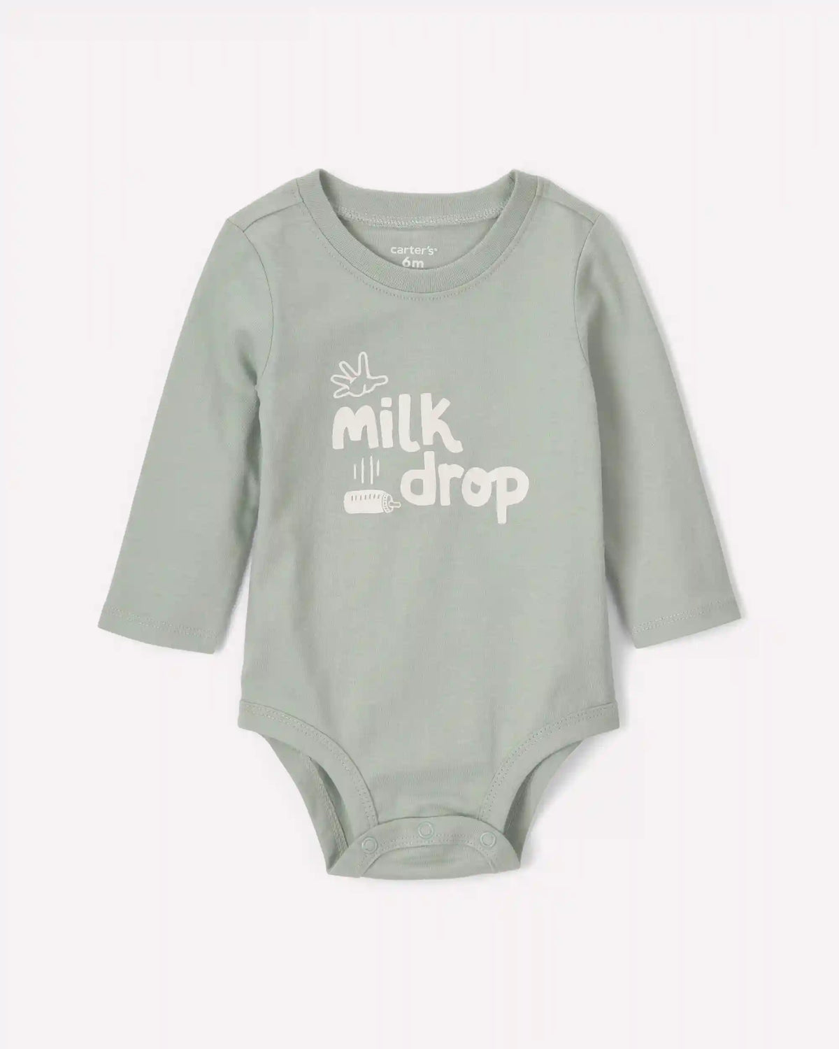 Baby 'Milk Drop' Long-Sleeve Graphic Bodysuit - Green
