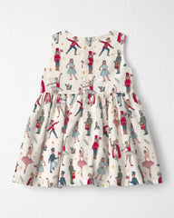 Baby Girl 2-Piece Organic Cotton Cardigan Dress Set in Nutcracker