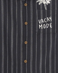 Boys 2-Piece Striped Button-Down Shirt & Short Set - Black