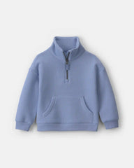 Toddler Girl Fleece Pullover Quarter Zip Sweatshirt - Blue