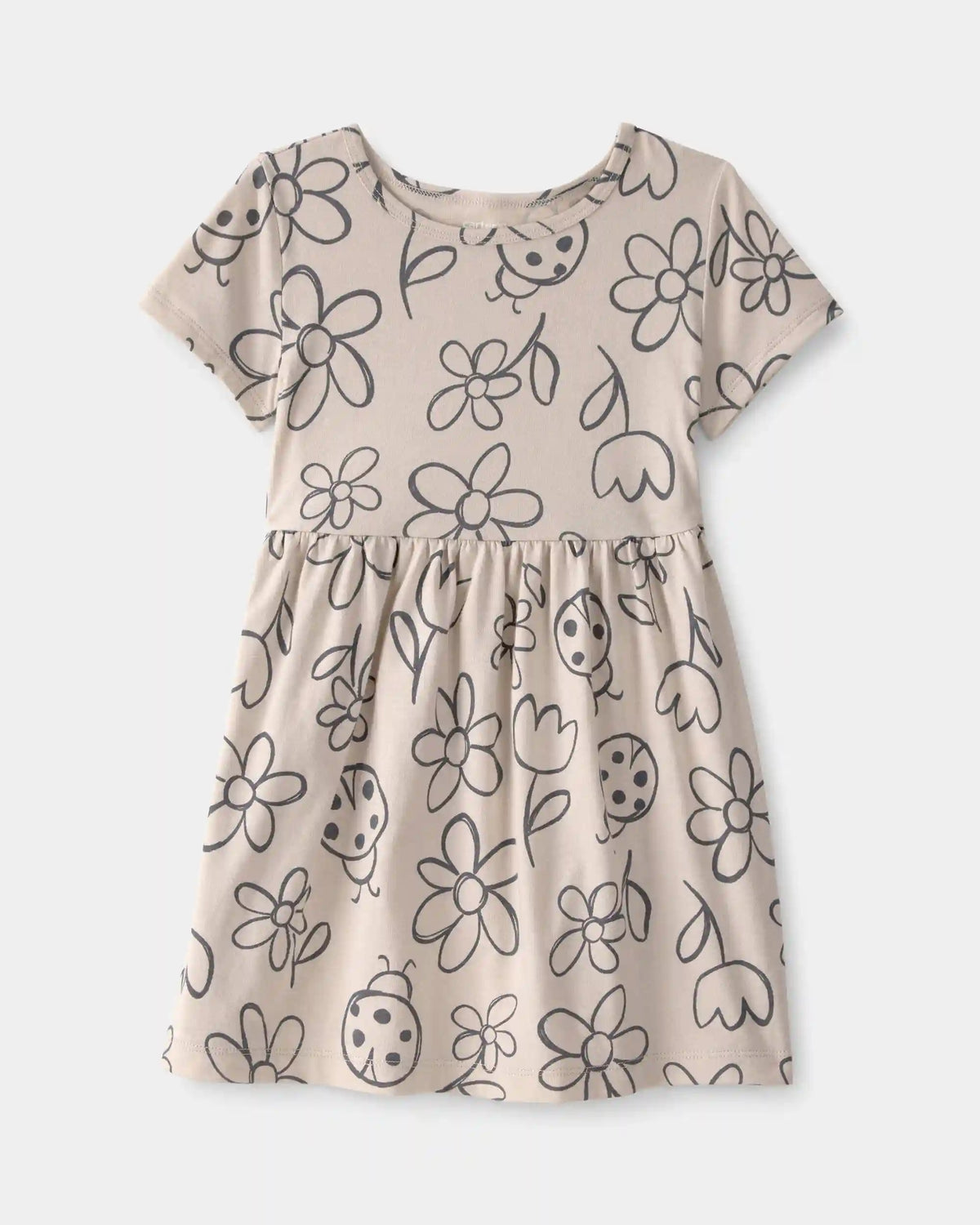 Toddler Girl Floral Ladybug Short-Sleeve Dress - Brown